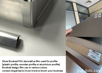 фильма PVC 1240mm почищенное щеткой серебряное огнеупорного декоративного металлическое