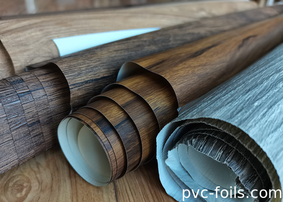 Темная ореховая древесина зерна PVC оберточная пленка для обновления шкафа